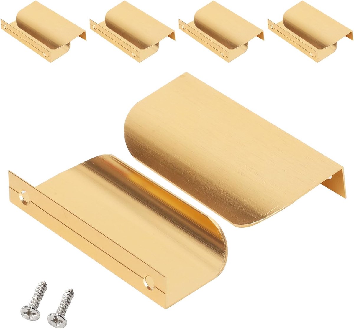 SnelShoppen - Pack van 10 Gouden Inlaat Handgrepen 64 mm Verborgen Deurgreep Metaal Handvat Ronde Bocht Installatie Handgreep 80 mm Profiel voor Keuke