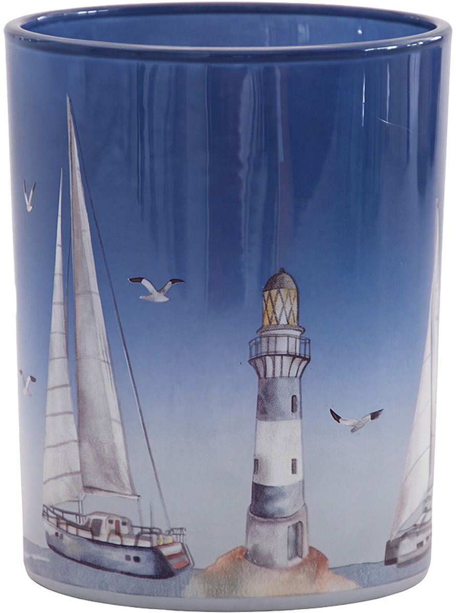 Clayre & Eef Waxinelichthouder Blauw Glas