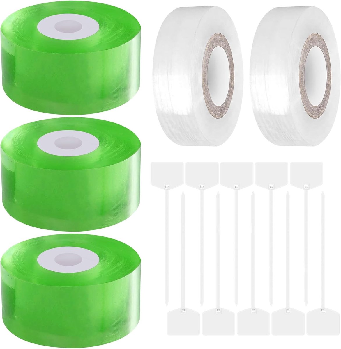 SnelShoppen - Grafting Tape 5 Stuks, Rekbare en Transparante Graftape 2cm 3cm Breed met 10 Tie Straps voor Fruitbomen, Boomkwekerij en Takreparatie
