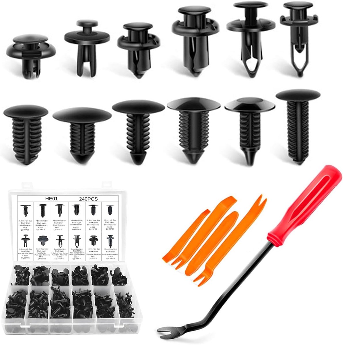 240PCS Bumper Retainer Clips, Car Plastic Rivets Fasteners Push Retainer Kit, Fender splash guard clips fit most cars - ShopVlot