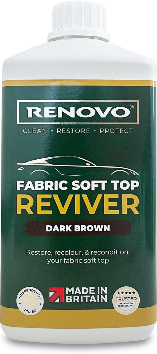 SnelShoppen - Soft Top Reviver 1 Litre Donkerbruin - Waterbased Kleurhersteller voor Canvas - Eenvoudig in Gebruik voor Tuin, Camping en Meubilair