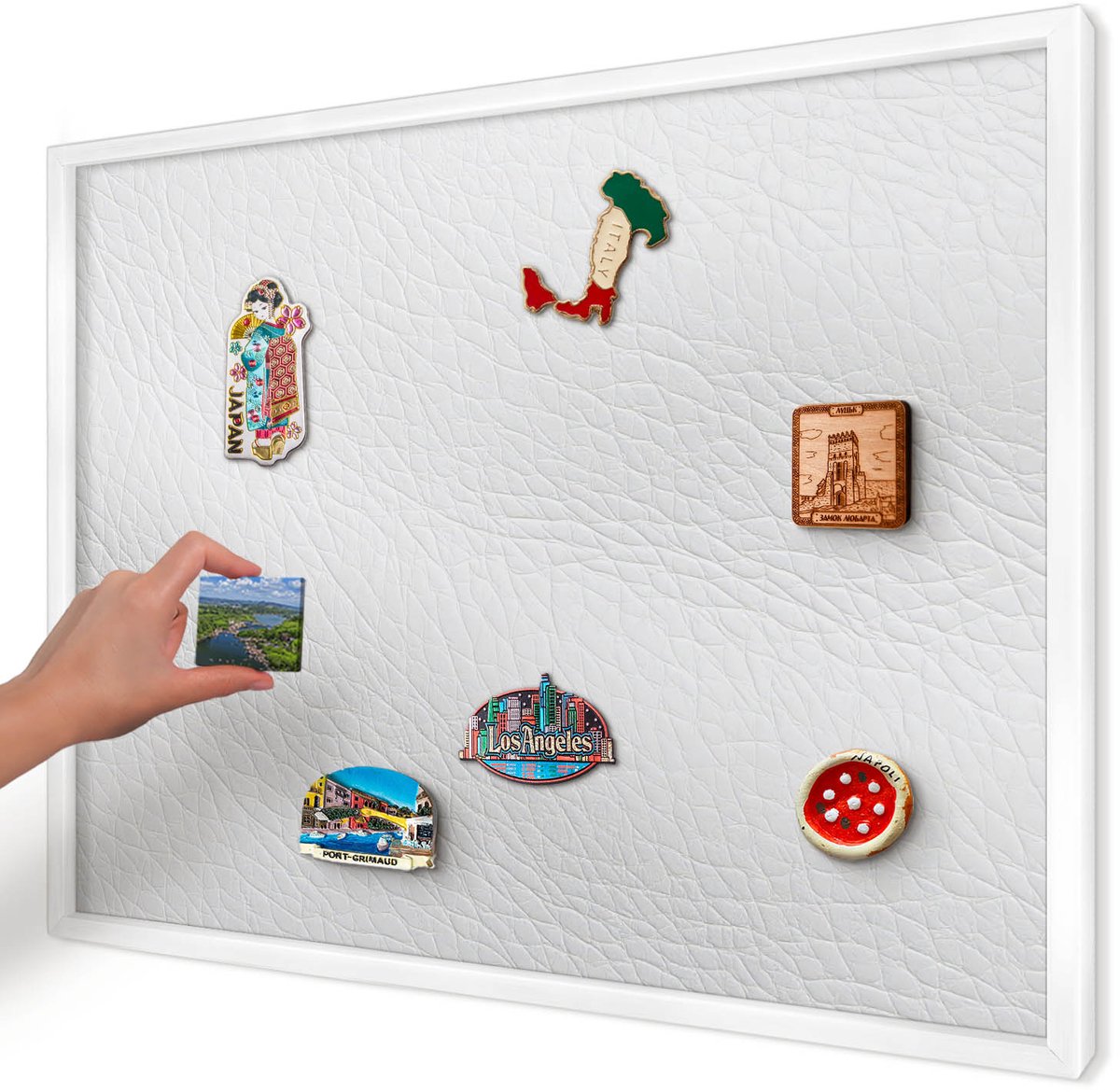 Artprintcave Wit Magneetbord mit Witte Lijst - 70x50 cm - Elegante Textuur Wandbord Magnetisch - Minimalist Magneet Bord mit Frame - Texturen