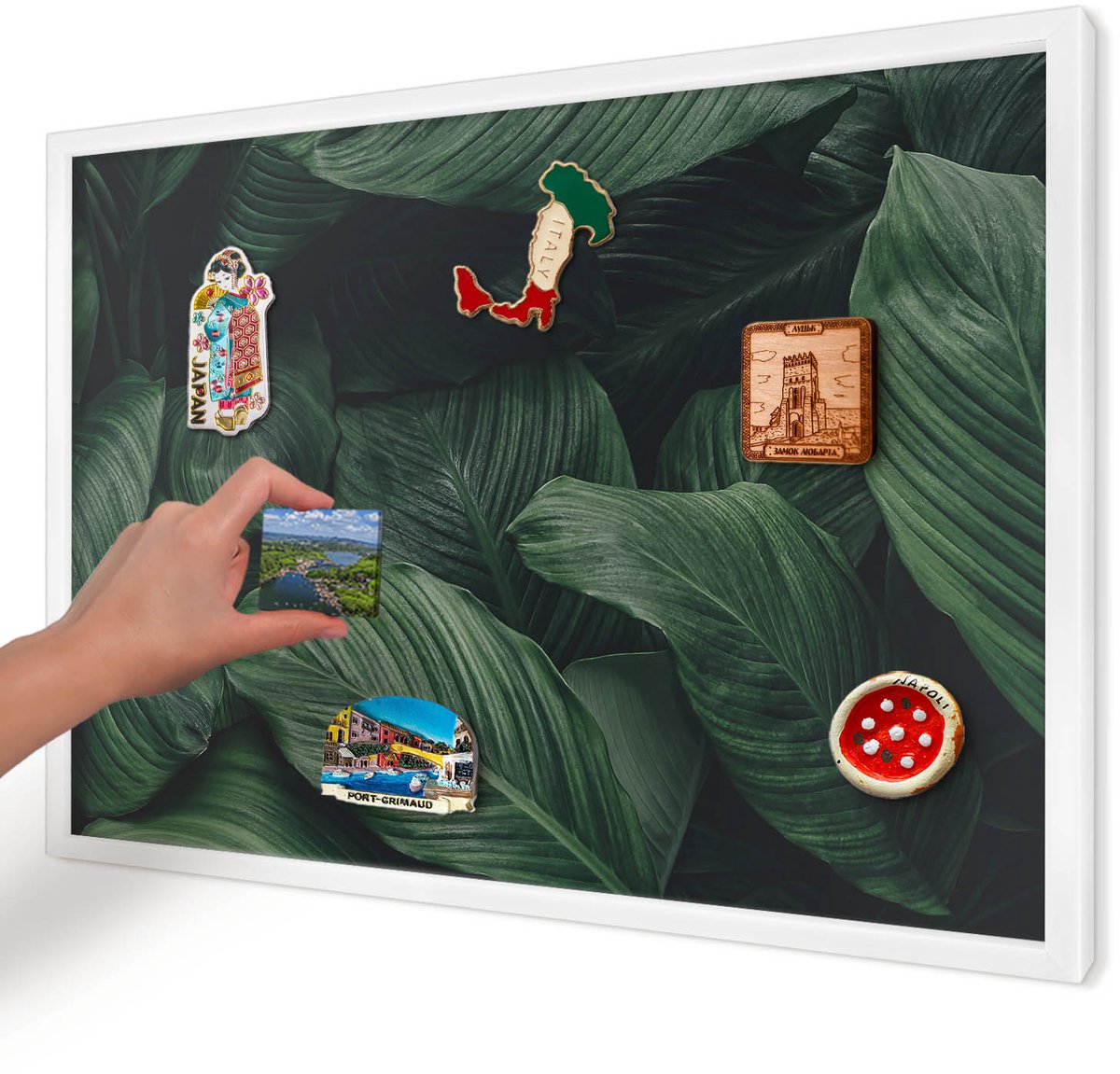 Artprintcave Groente Magneetbord mit Witte Lijst - 60x40 cm - Het Groen Van De Natuur Magnetische Organizer - Fotografisch Wandbord Magnetisch - Bloemen En Planten