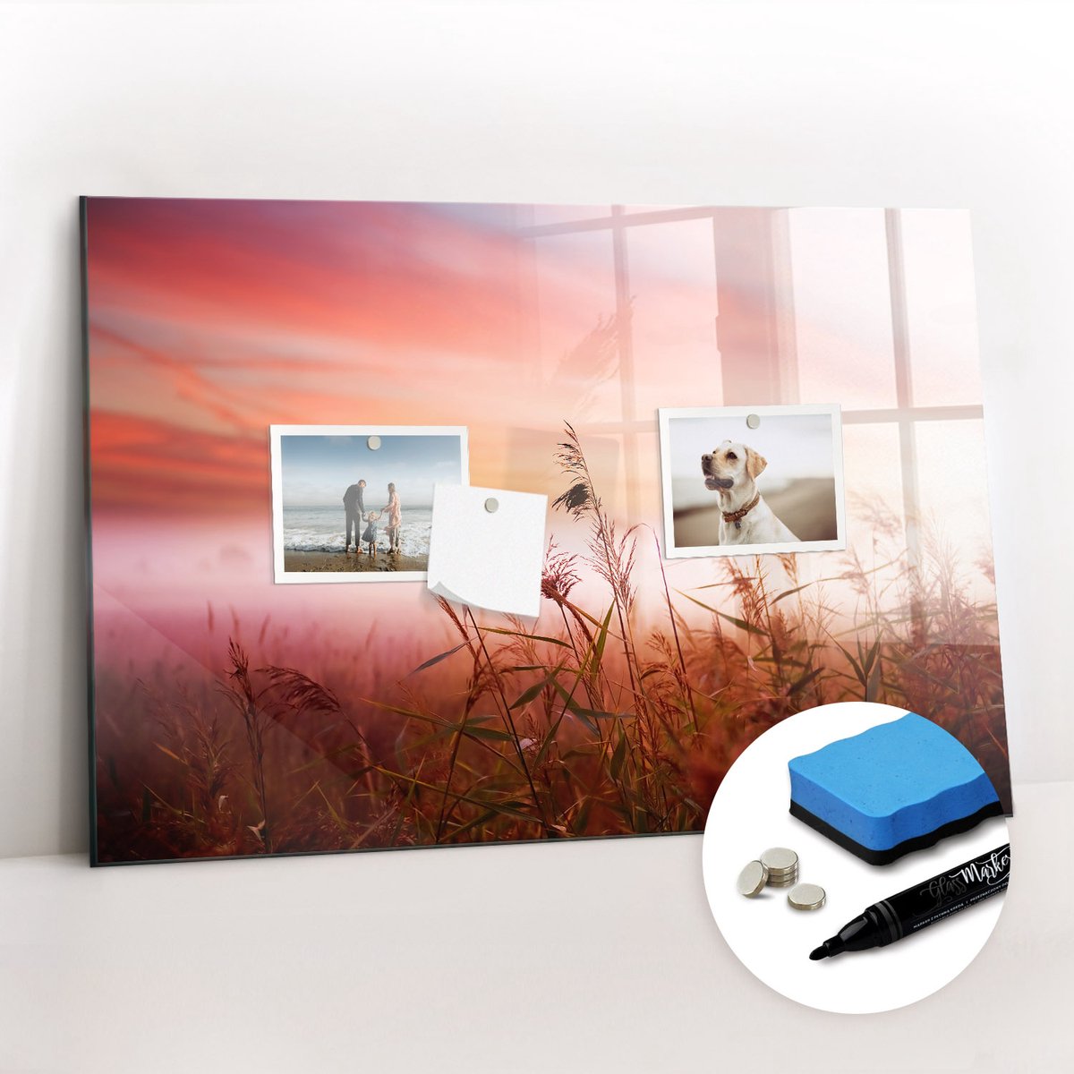 Tulup Whitebord - Mistige ochtend - 60 x 40 cm - Veelkleurig Magnetisch Memobord - Gratis 5 Sterke Magneten + Whiteboard Marker & Wisser - Decoratief Magnetisch Bord - Magneetbord Keuken - Ideeënbord Thuiswerkplek