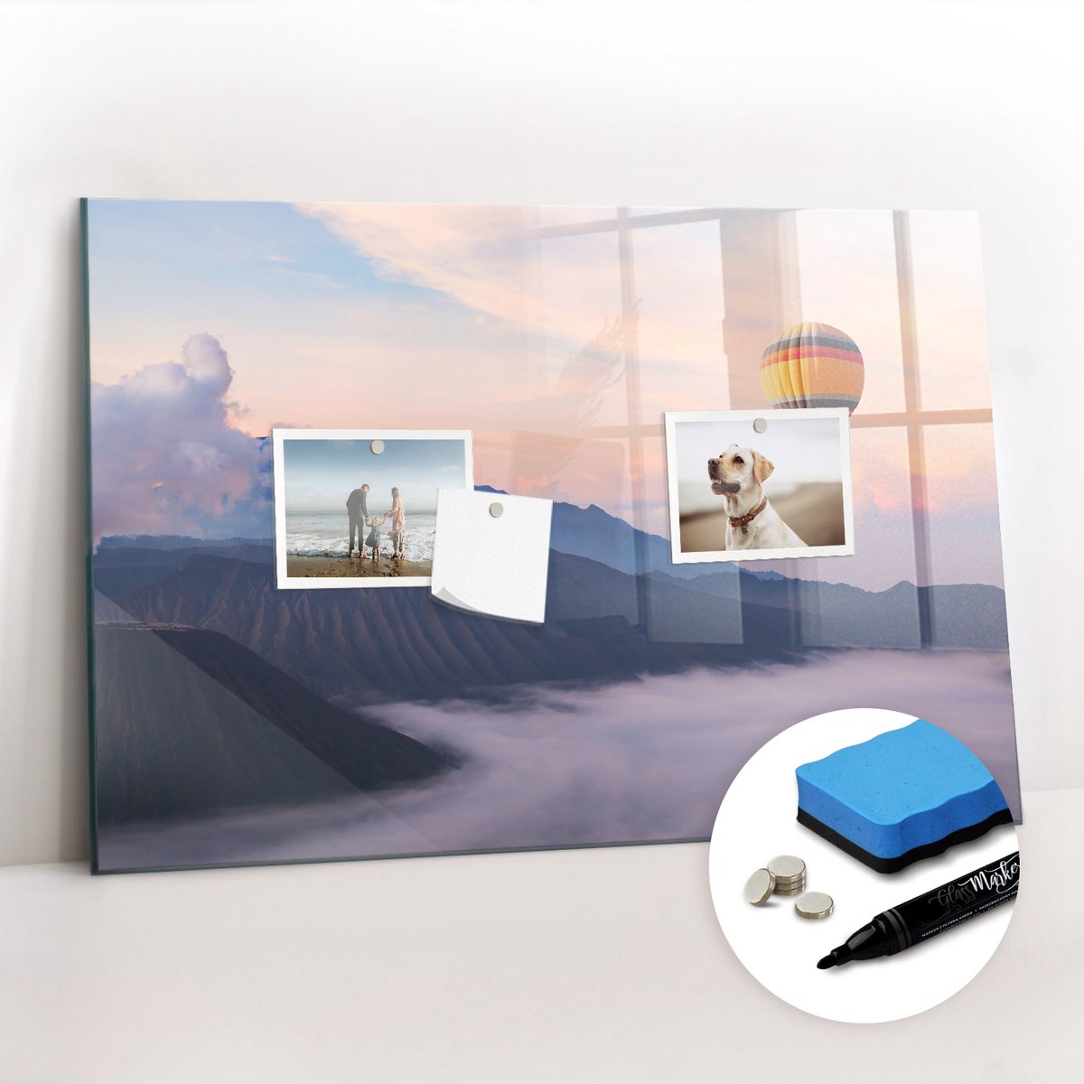 Tulup Whitebord - Prachtig landschap - 60 x 40 cm - Veelkleurig Magnet Board - Gratis 5 Sterke Magneten + Whiteboard Marker & Wisser - Wanddecoratie Kantoor - Magneetbord Keuken - Productiviteit Tools