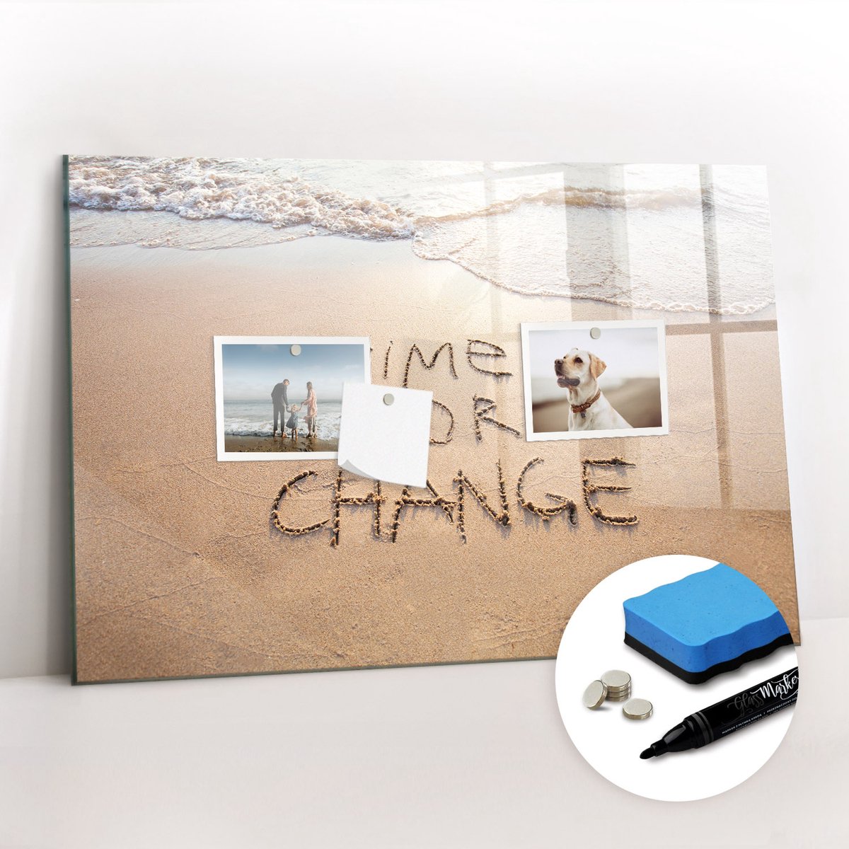 Tulup Whitebord - Strandcitaat - 60 x 40 cm - Veelkleurig Memo Bord - Gratis 5 Sterke Magneten + Whiteboard Marker & Wisser - Moderne Wanddecoratie - Magnetisch Memobord - Planning Muur
