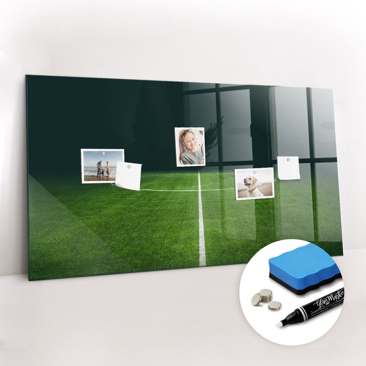 Tulup Whitebord - Voetbalveld - 120 x 60 cm - Groente Magnetic Board - Gratis 5 Sterke Magneten + Whiteboard Marker & Wisser - Organizer Muur - Magneetbord Muur - Notitiebord Werkplek