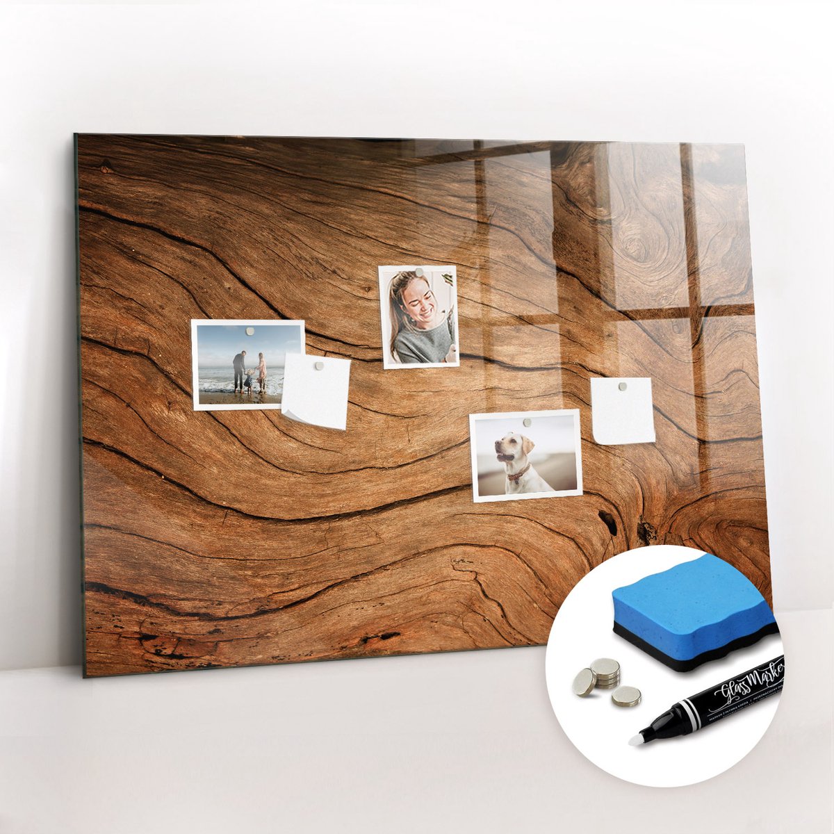 Tulup Whitebord - Klassiek oud hout - 100 x 70 cm - Bruin Magneetbord Muur - Gratis 5 Sterke Magneten + Whiteboard Marker & Wisser - Organizer Muur - Memobord Magnetisch - Organiseer Je Bureau