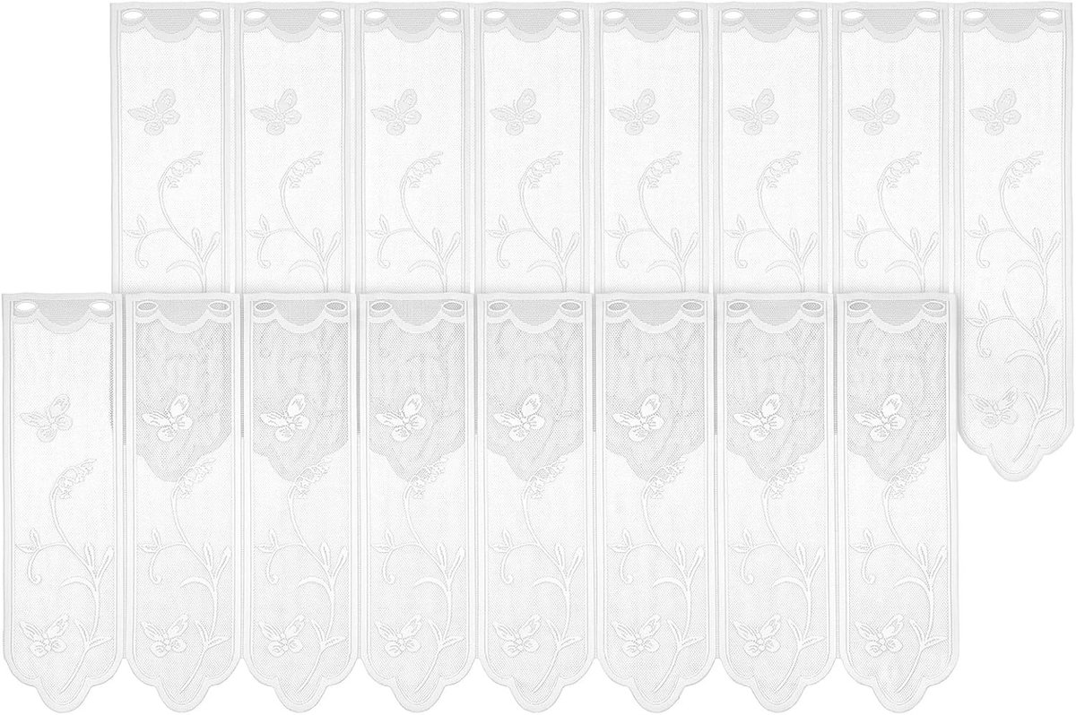 Set van 2 witte vitrages in linnenlook H 45 x B 130 cm | Semi-transparant, lichtdoorlatend, inkijkbescherming voor keuken en woonkamer