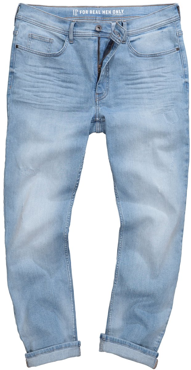 JP 1880 - Heren - Jeans denim FLEXNAMIC® destroyed vintage look Straight-Fit - Licht blauw denim - Maat 66