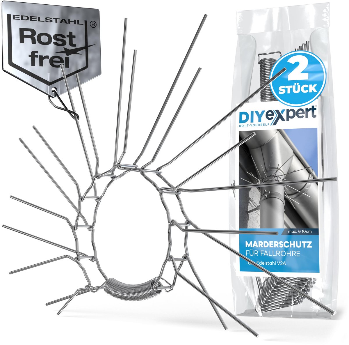 SnelShoppen - DIYexpert® Marterbescherming voor dakgoten tot 100 mm - Roestvrij staal, personaliseerbaar, duurzame marterbeschermer voor tuin, huis en