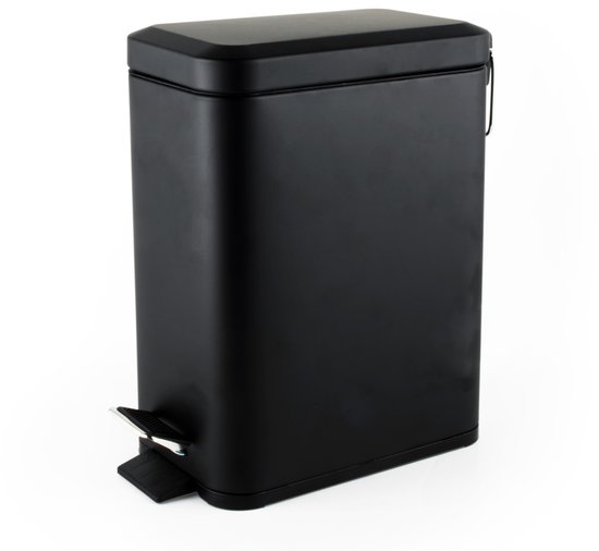 Beldray 5L Rechthoekige Pedaalemmer – Soft-Close Deksel | Zwart