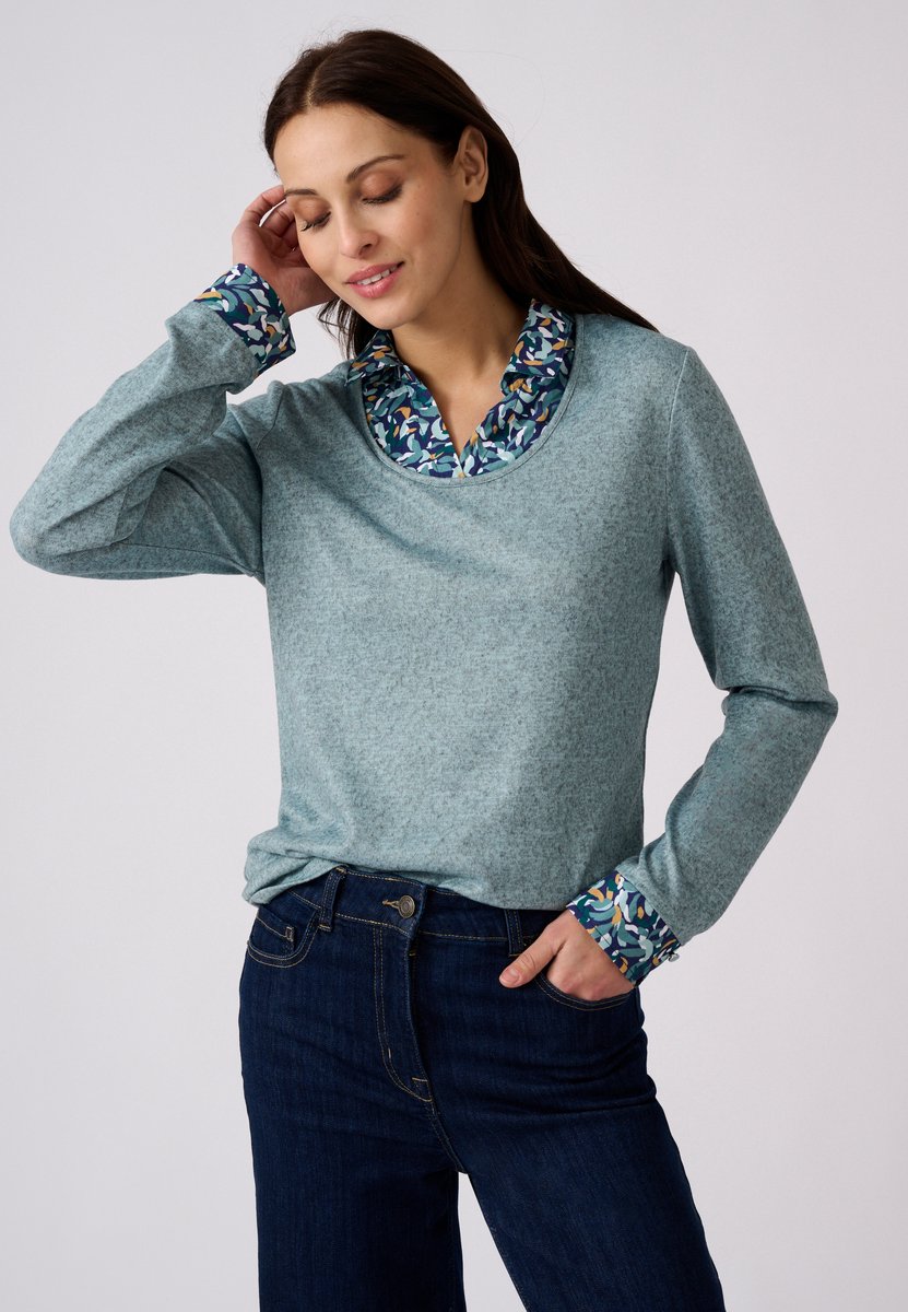 Damart - T-shirt 2-in-1 effect warm tricot - Dames - Blauw - XL