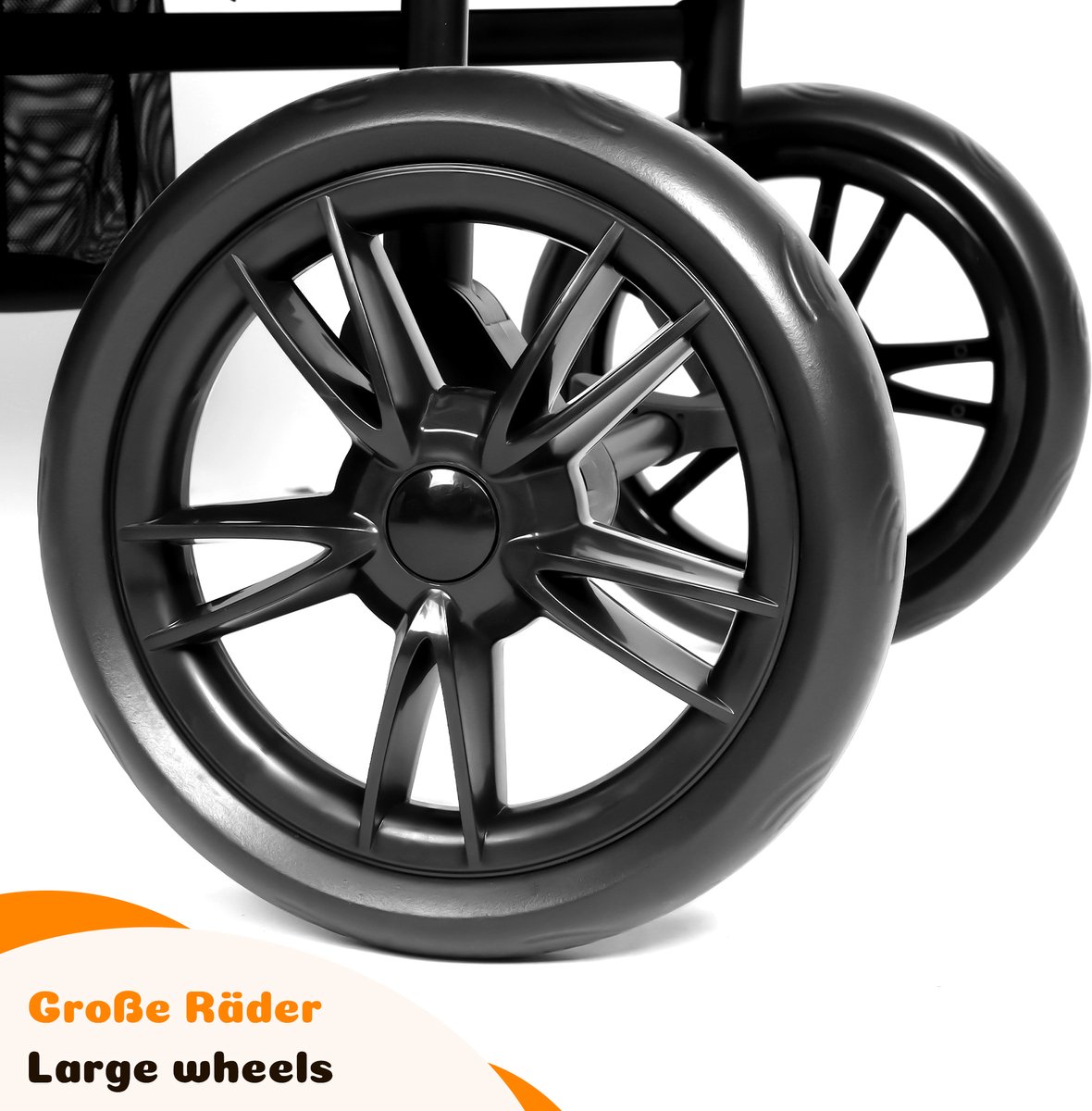 Dubbele kinderwagen - Tweeling buggy - Inklapbare kinderwagen - Opvouwbare tweelingwagen - Buggy met zonnekap en dienblad - 5-punts veiligheidsgordel, verstelbare handgreep - Metaal en Stof - 22×66×122 cm - Geschikt voor 2 kinderen - Zwart — cadeau in Cadeau-ideeën - foto 3