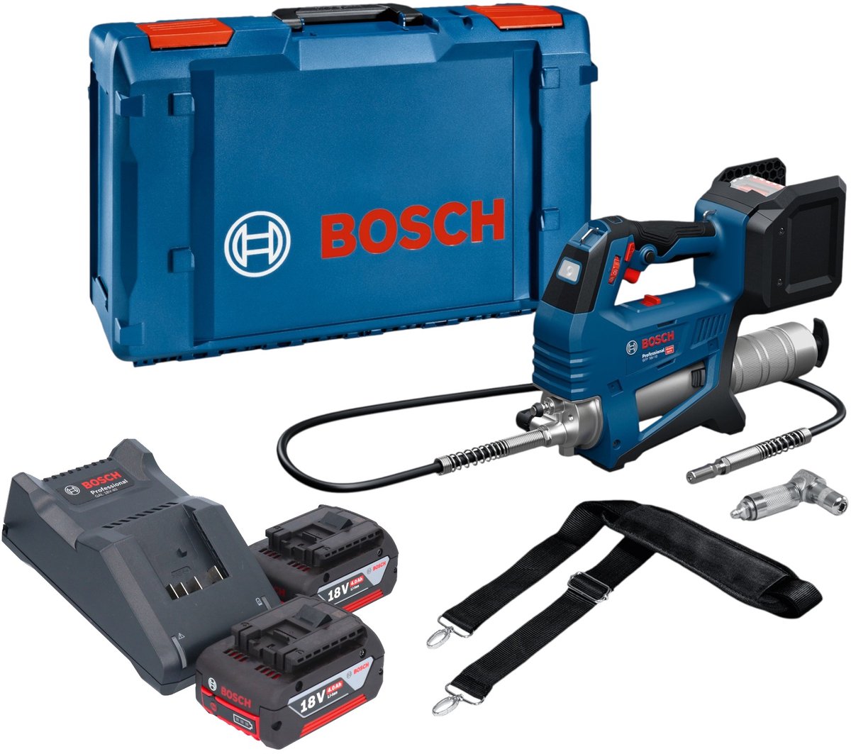 Bosch GFP 18V-10 accu-vetpomp 18 V 10.000 psi + 2x accu 4,0 Ah + oplader + XL-Boxx