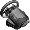 Zwart Thrustmaster T-GT II racestuur en basis met roosterdetails en rode accenten.