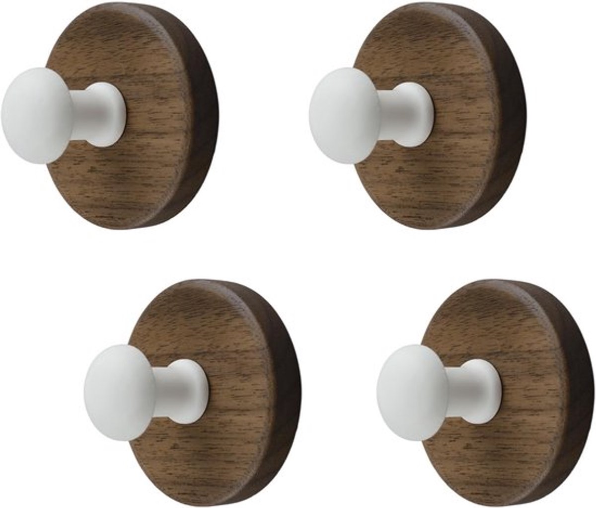 Wit houten haakje - modern decoratief - wandhaken