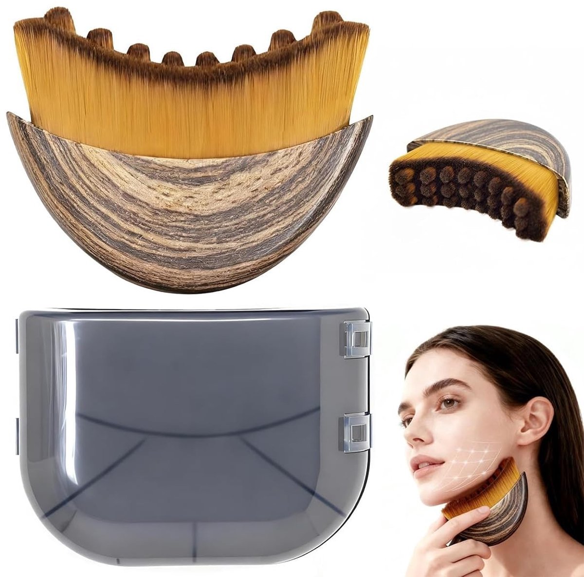 Dailygoods- Contourkwast - Gezichtsborstel voor droge borstels - Massageapparaat - Voor kin/kaak - Cirkelende bewegingen - Reinigen met warm water