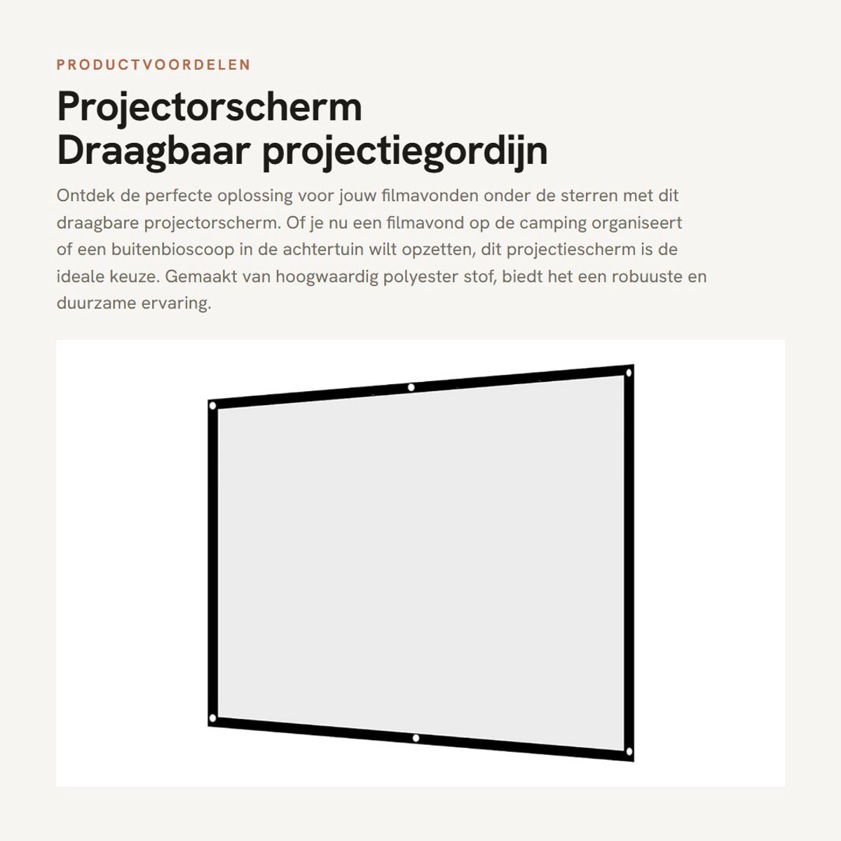 Dailygoods - Projectorscherm - Draagbaar projectiegordijn - 60-100 inch - Polyester stof - Outdoor bioscoop - Geschikt voor campingfilms - 4:3 formaat