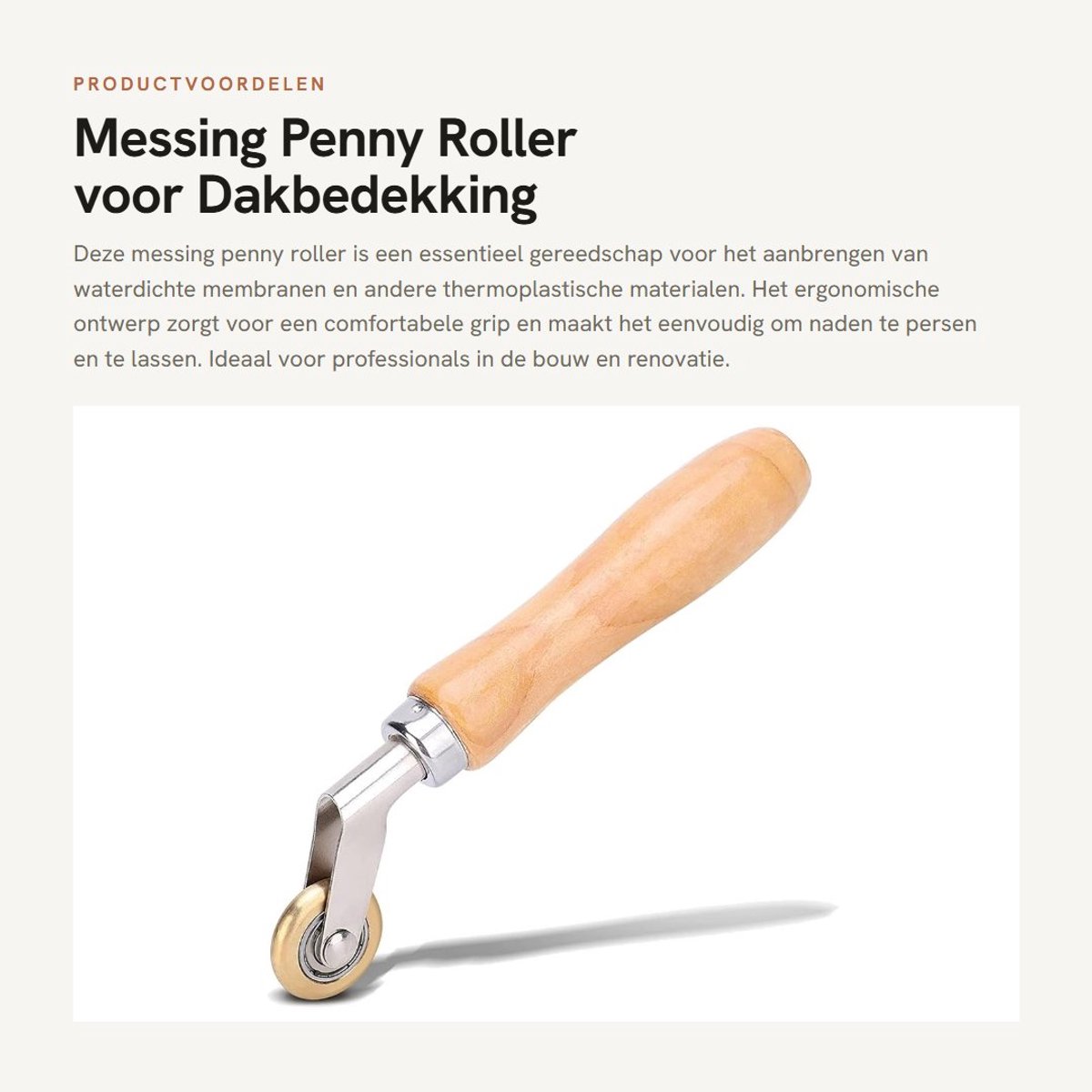 Dailygoods- Naadroller Messing - Waterdichte Roller - Dakbedekking Aandrukwiel - Ergonomis
