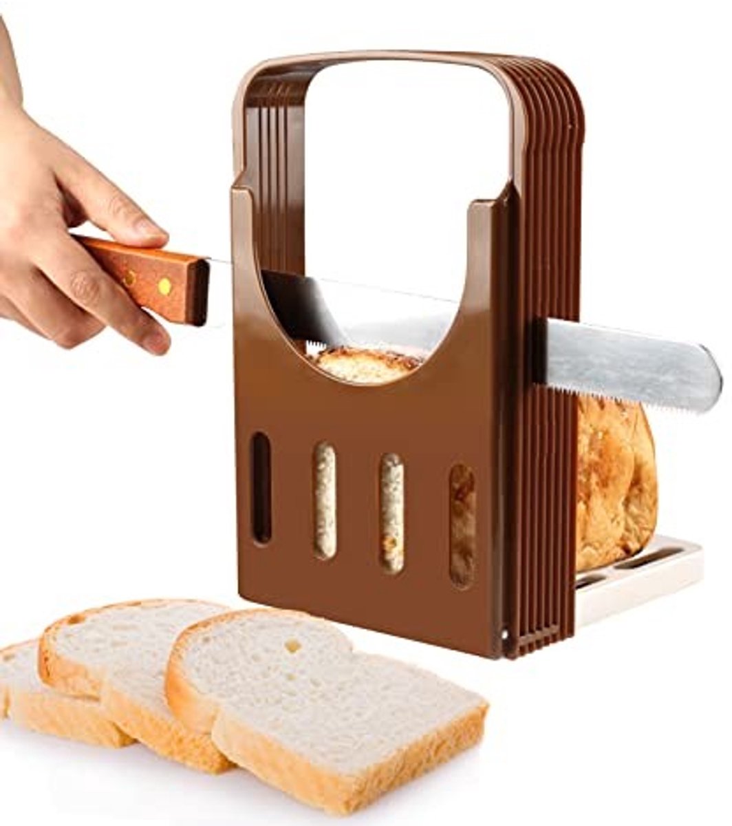 Dailygoods- Broodsnijder Verstelbaar - Broodsnijder Hulpmiddel - Snijmachine - Multifunctioneel Gereedschap - ABS Hars - 4 Dikte Instellingen - Broodsnijmachine
