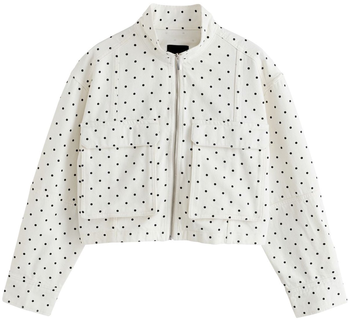 Next - Dames - Recht denim jack met trechterhals en rits - Wit