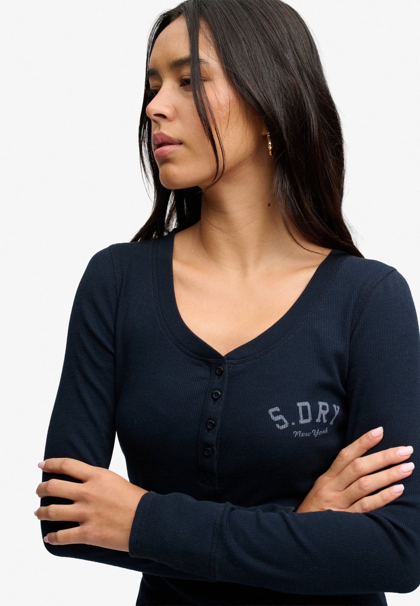Superdry - Athletic Button Down Longsleeve Top - Dames - Lange mouwen shirts