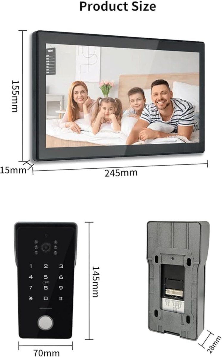 Video Deurbel Systeem - Deurtelefoon Installatie - Toegang Beveiligen - 10 Inch Touchscreen - 22 x 15 x 2 cm