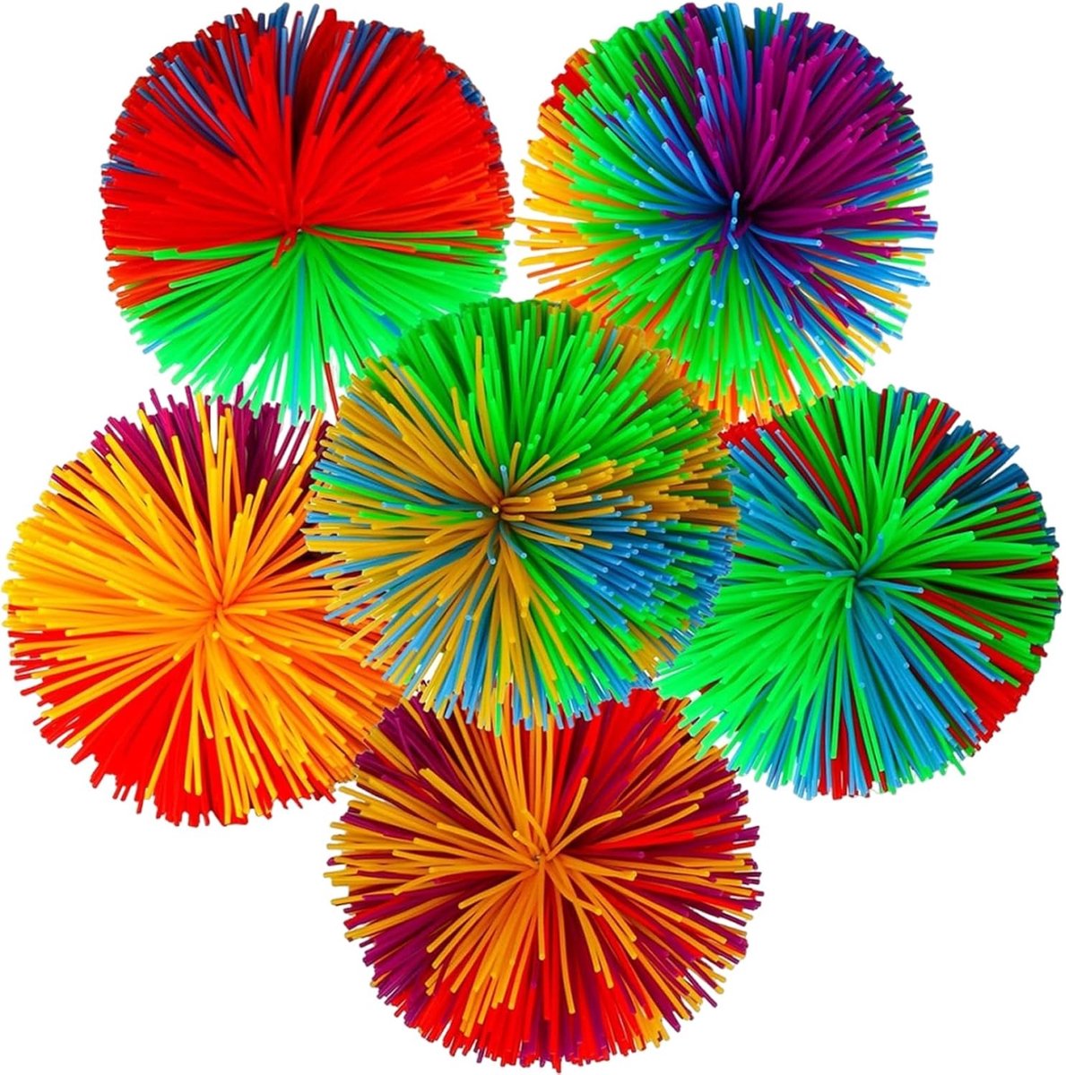 Speelse Koosh Ball voor Autisme, Fidget Toy en Stressverlichting - Set van 6 Kleurrijke Rubber Ballen voor Kinderen en Volwassenen