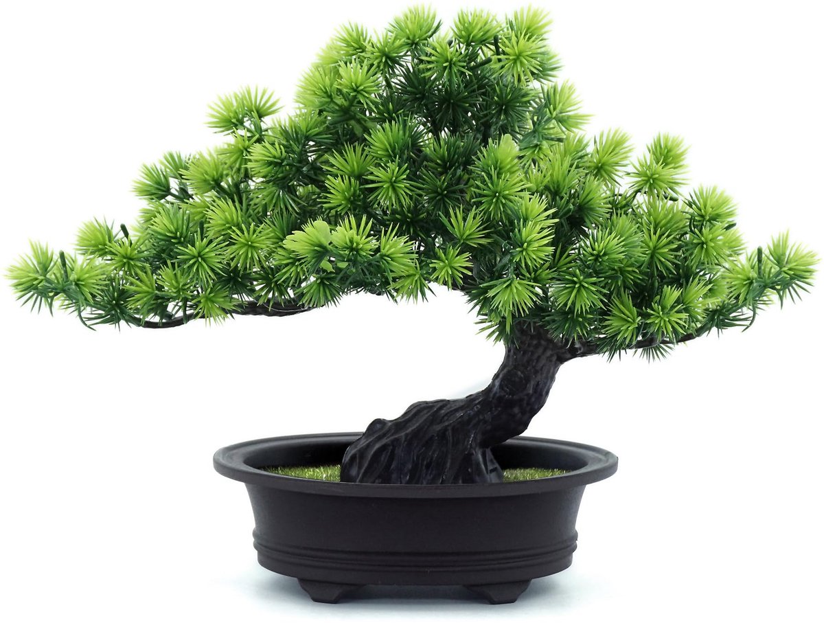 SnelShoppen - Kunstplanten Indoor Nepplanten Bonsaiboom 9,5 inch - Groene Kunststof Bonsaiboom voor Huisdecoratie, Badkamer, Boekenplank, Zen Tuin, Ka