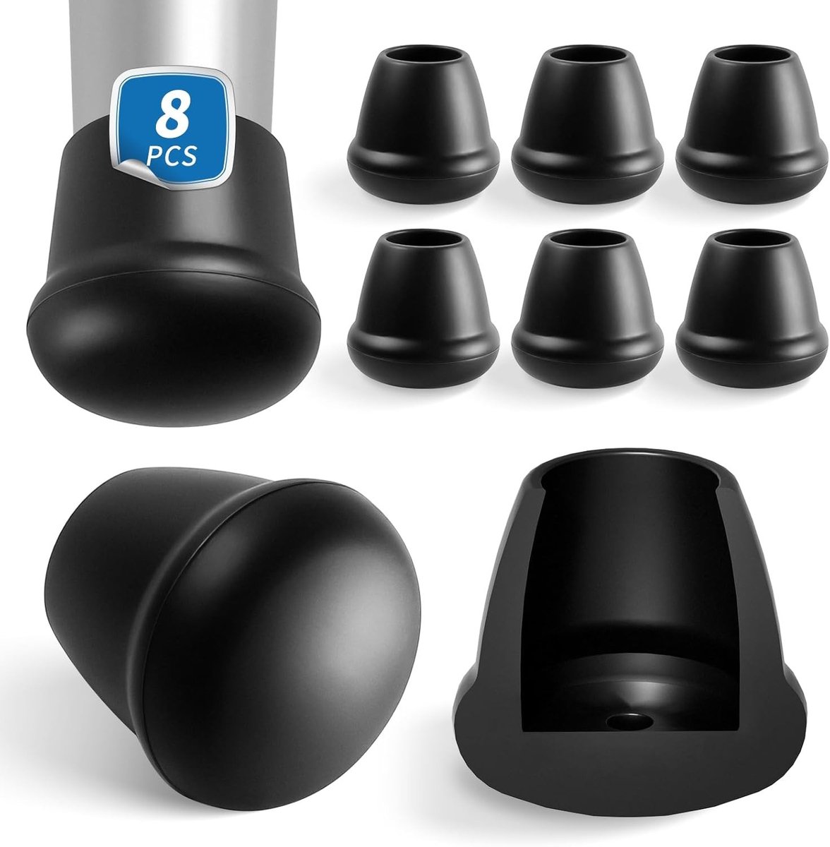 Siliconen Stoelpootdoppen voor Houten Vloeren - Geluidsdempende Bescherming, Krassen Voorkomen en Vloerbescherming voor 16 - 19 mm Poten - Set van 8 Stuks