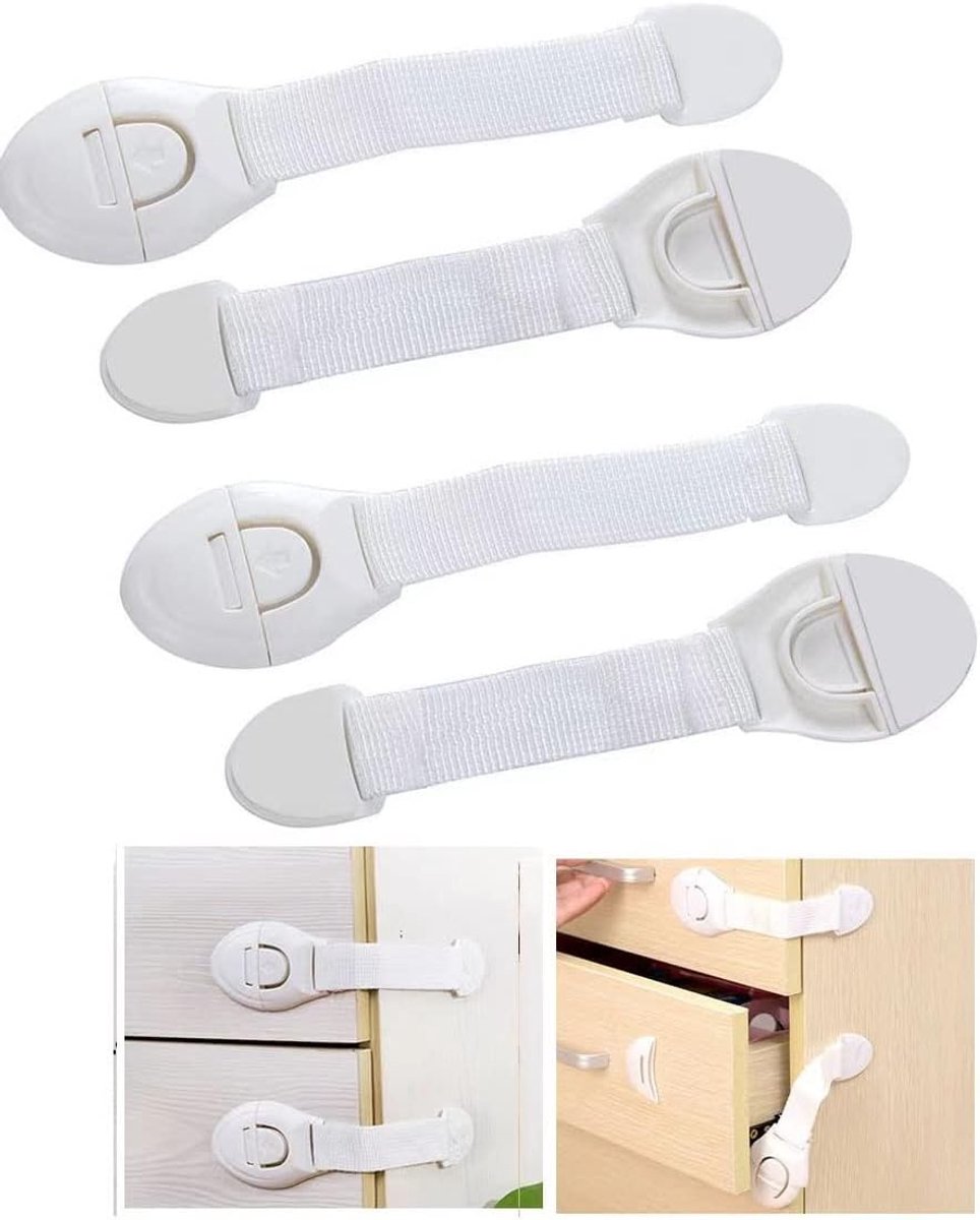 Oneay (Verpakking van 4) Vergrendelbare veiligheidsscharnieren voor kastdeuren, geschikt voor kasten, lades, keukens, badkamers, koelkasten, enz., eenvoudig te installeren, boren is niet nodig.