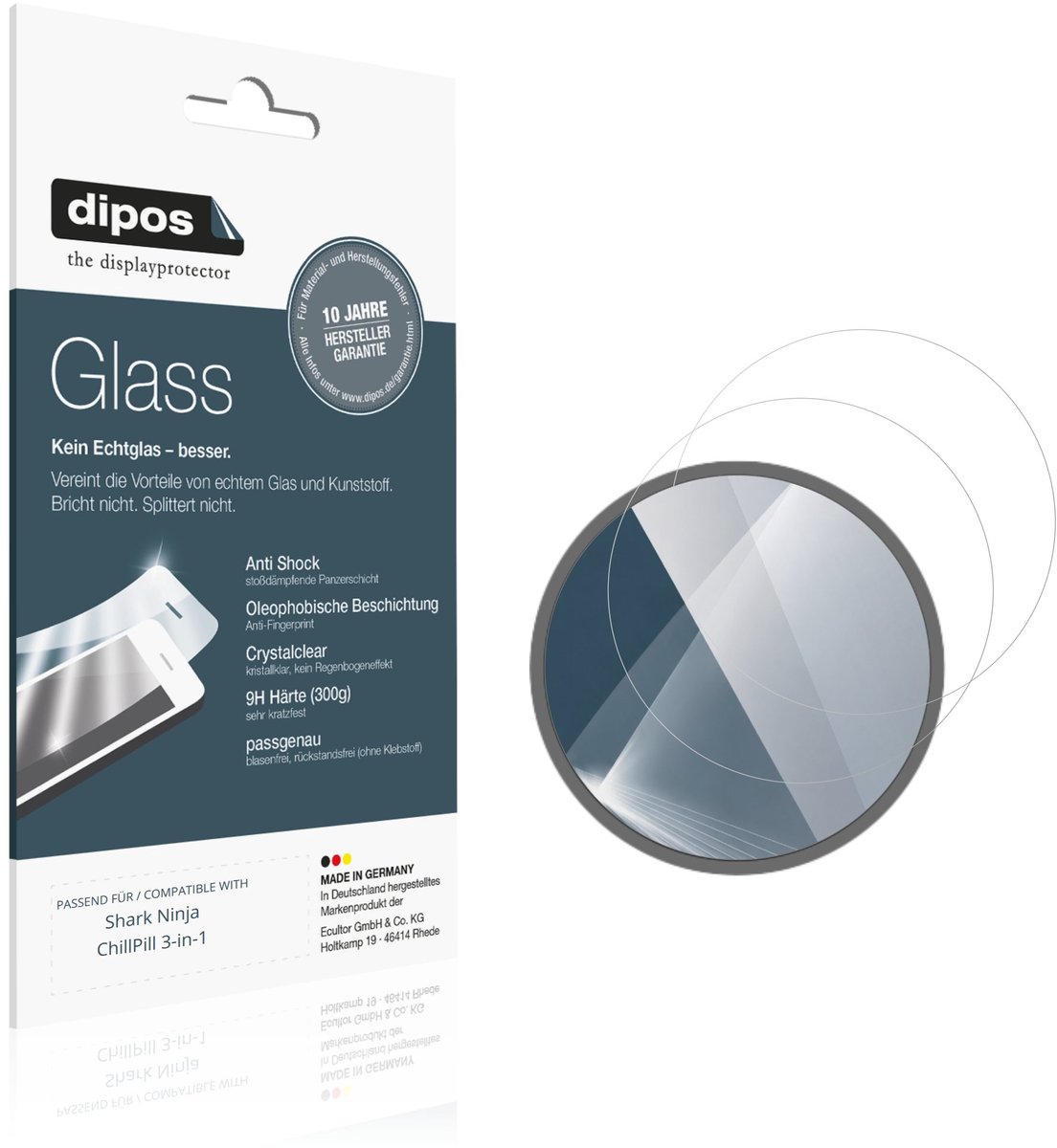 dipos – 2x Pantserfolie geschikt voor Shark Ninja ChillPill 3-in-1 | 9H Screenprotector