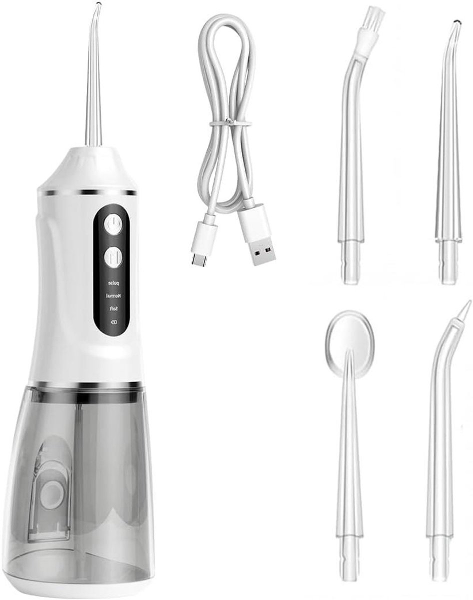Elektrische Water Flosser - Monddouche Draadloos - Tanden Reinigen - 3 Reinigingsstanden - 380ml Tank - Wit