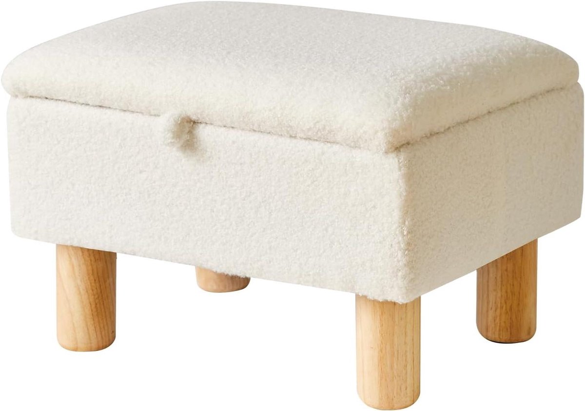 Voetenbankje met Opbergruimte - Poef Hocker - Ontspannen Zitten - Verborgen Opbergvak - 40 x 30 x 24 cm