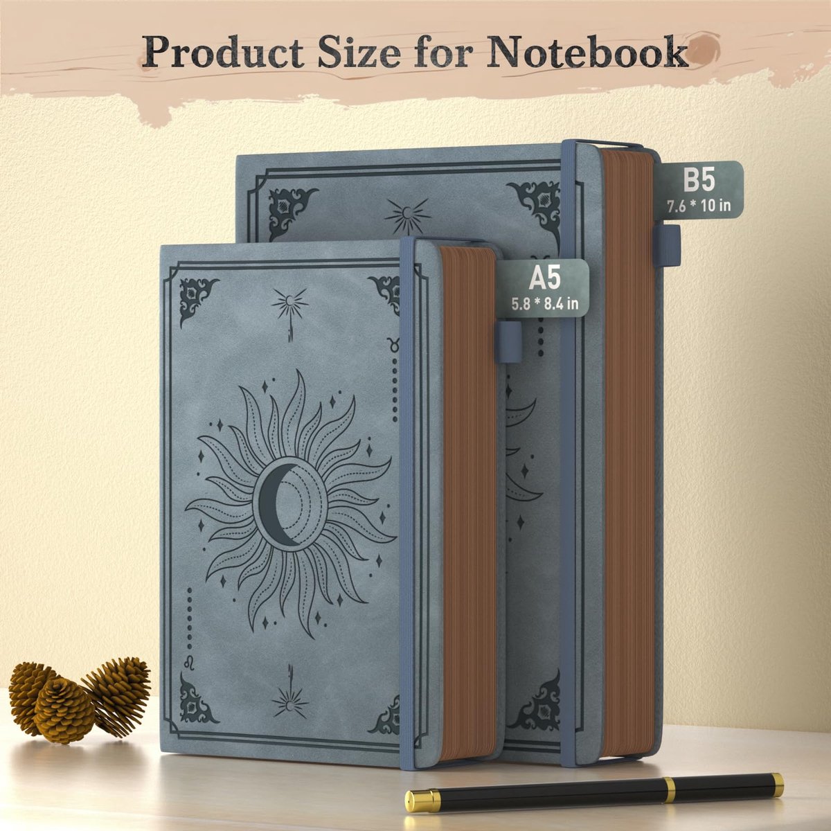 SnelShoppen - Notitieboek A5 Gelinieerd Hardcover met Pen - 366 Pagina's 100 g/m² Papier - Dagboek voor School, Kantoor en Persoonlijk Gebruik - 14,5