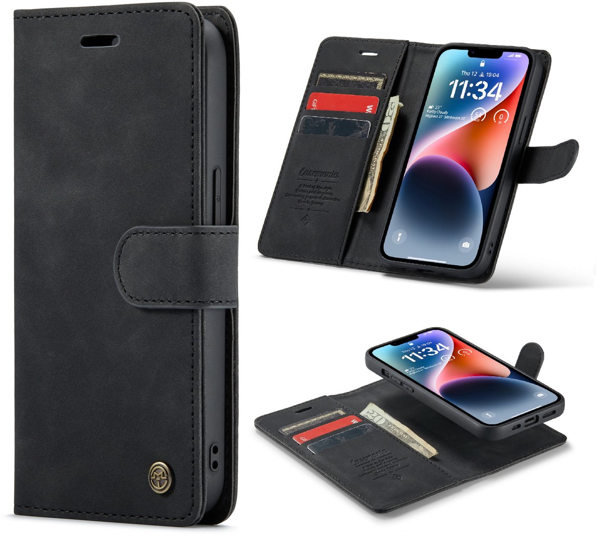 Casemania Hoesje Geschikt voor Apple iPhone SE (2022 & 2020) - Charcoal Gray - Kunstleer 2 in 1 Afneembare Bookcase - Magnetische Telefoonhoesje met Pasjeshouder en Standaardfunctie