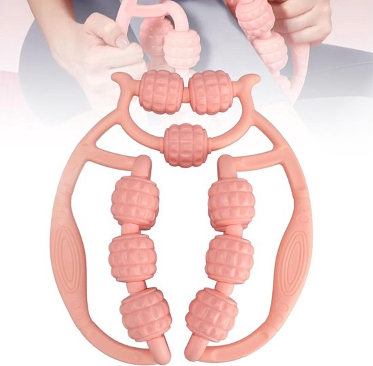 Beenklem massageapparaat voor circulaire massage - Ontspan strakke spieren - Gemakkelijke rollende massage - 15 wielen - Roze - Indoor sport yoga- en bodybuilding-apparatuur voor been-, arm-, nek- en full body-training