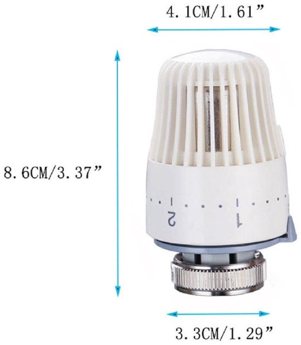 Thermostatische Radiatorknop - Wereldbolventiel - M 30 x 1,5 Schroefdraad - Messing/Staal/Kunststof - Temperatuuraanpassing - Lange Levensduur