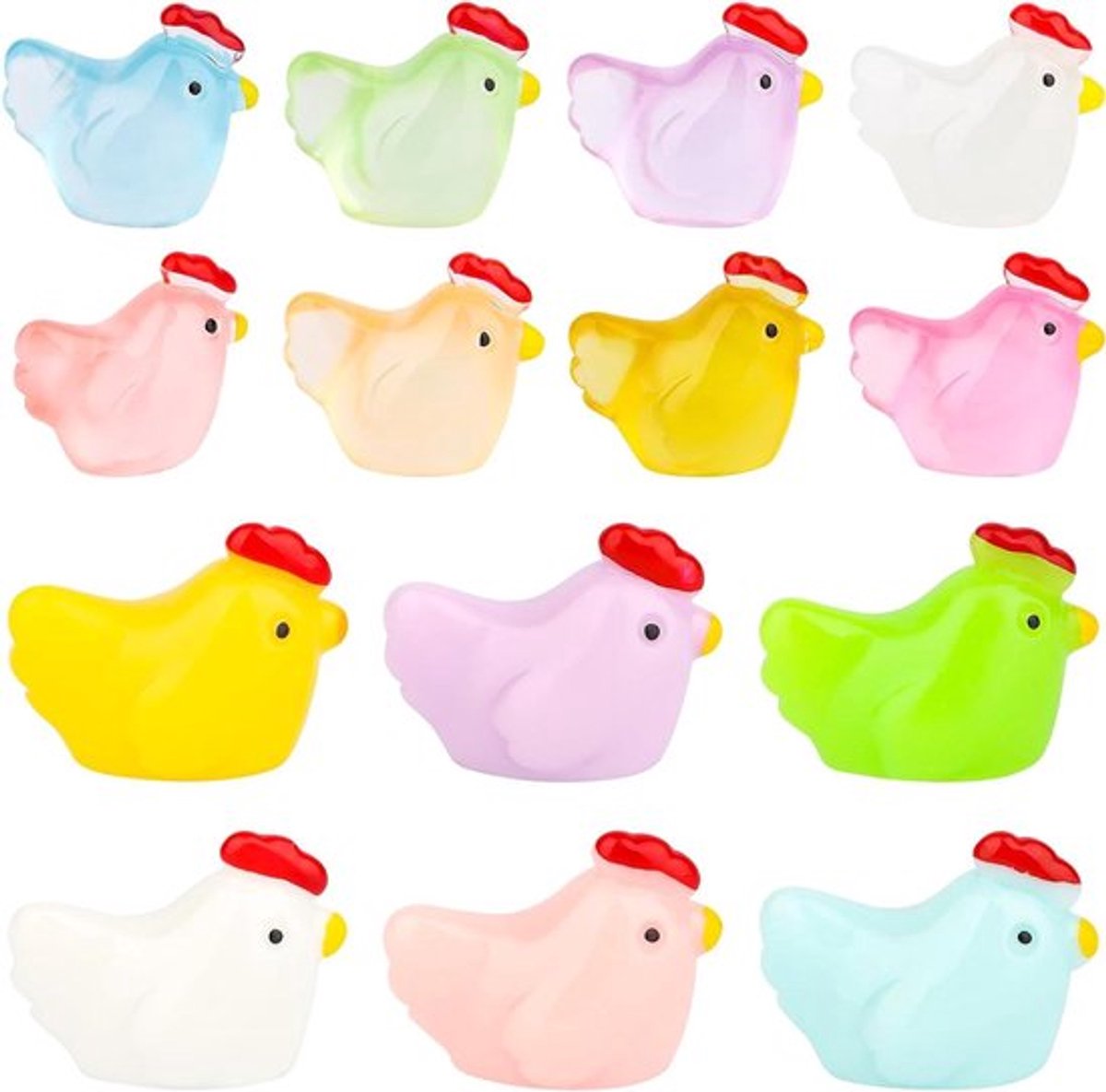Kleine Mini-Hars Kippen Set van 70 - Decoratieve Mini-Miniatuurdieren voor Doe-Het-Zelf Poppenhuis en Tuindecoratie