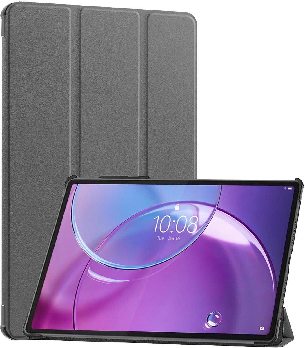 Hoes - Geschikt voor Lenovo Idea Tab Pro Gen 2 - Dun & Stevig - Trifold Bookcase - Hard Cover - Hardcover Book Case - Tablet Hoesje - Grijs