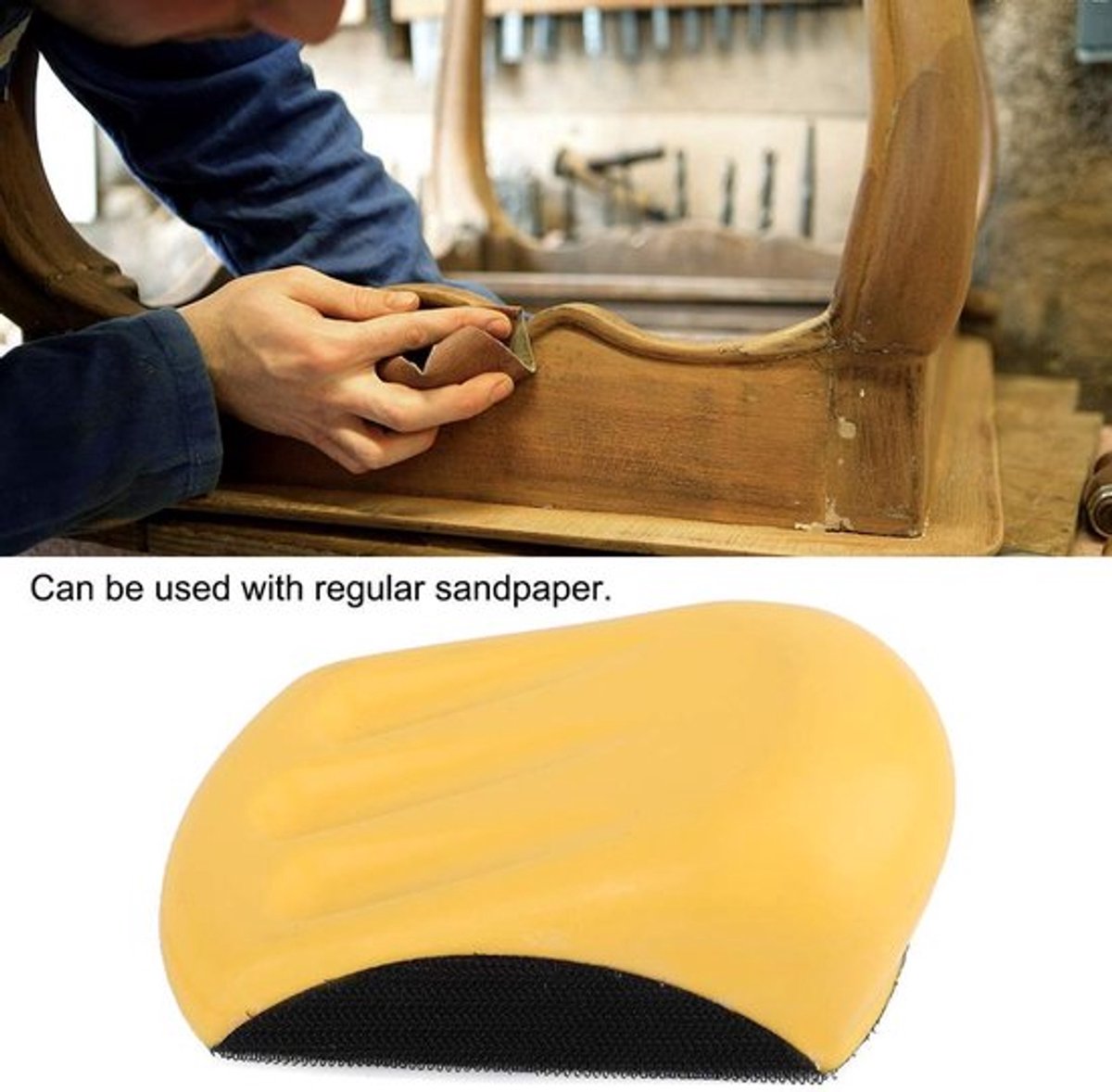 Handschuurblok Ergonomisch - Schuurblok met Steel - PU-schuim - 125mm - Slijpen/Polijsten - Lichtgewicht 106g