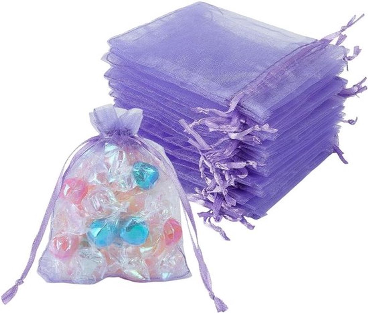200 stuks Blauw Paars Organza Zakken Voor Bruiloft en Feest - 10x8cm