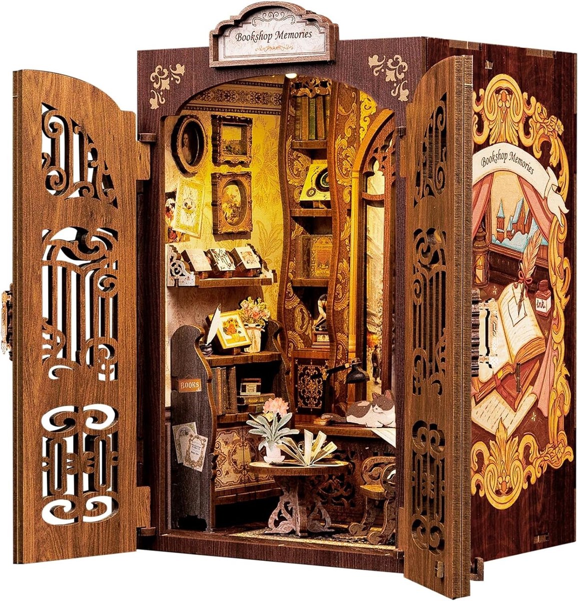 3D Houten Puzzel Book Nook Kit - Fantasie Bibliotheek Model Boekenplank Decor