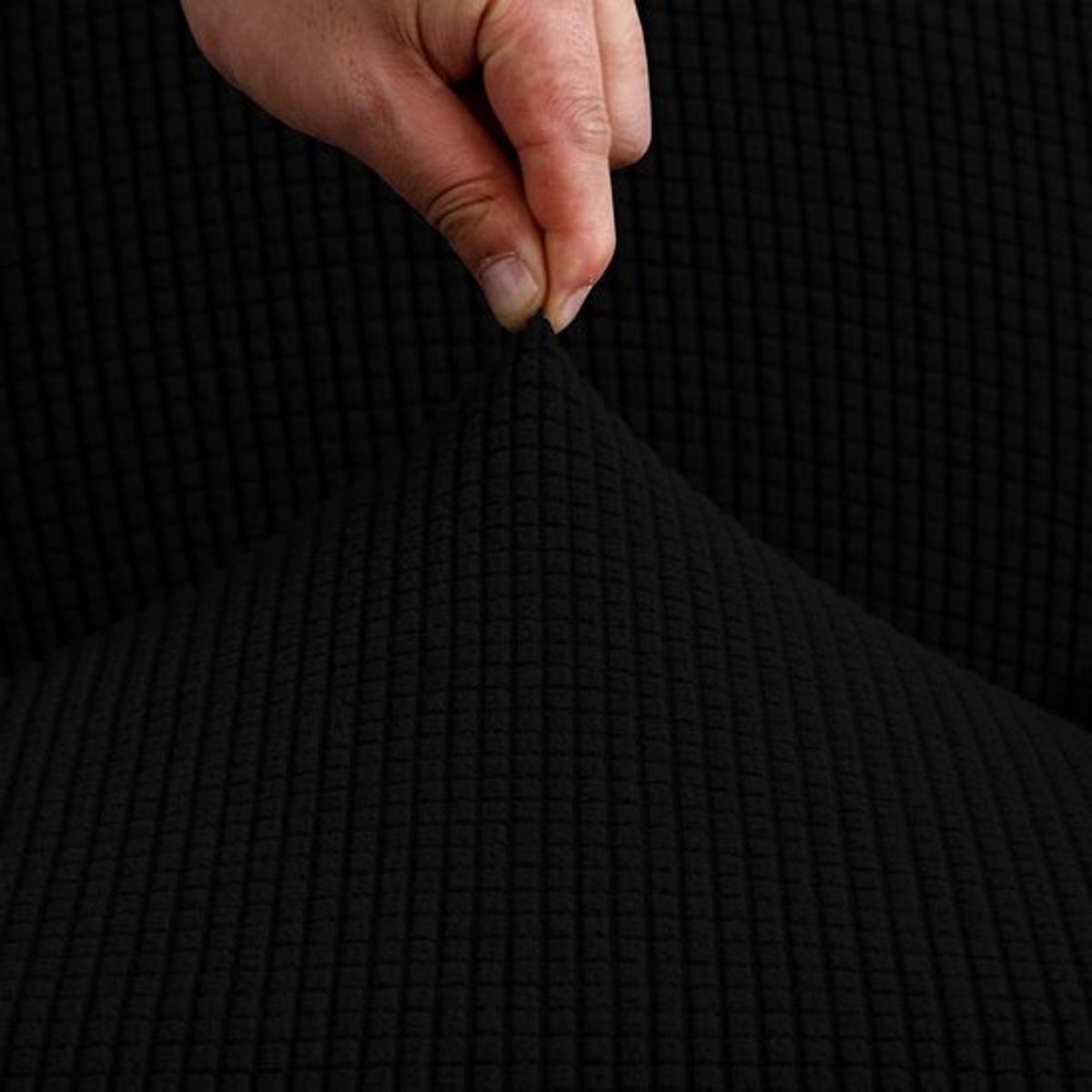 Elastische zitzakhoes voor pouf Stolen, rechthoekige zitzakhoes, jacquard voetensteunhoezen in zwart voor comfort en stijl