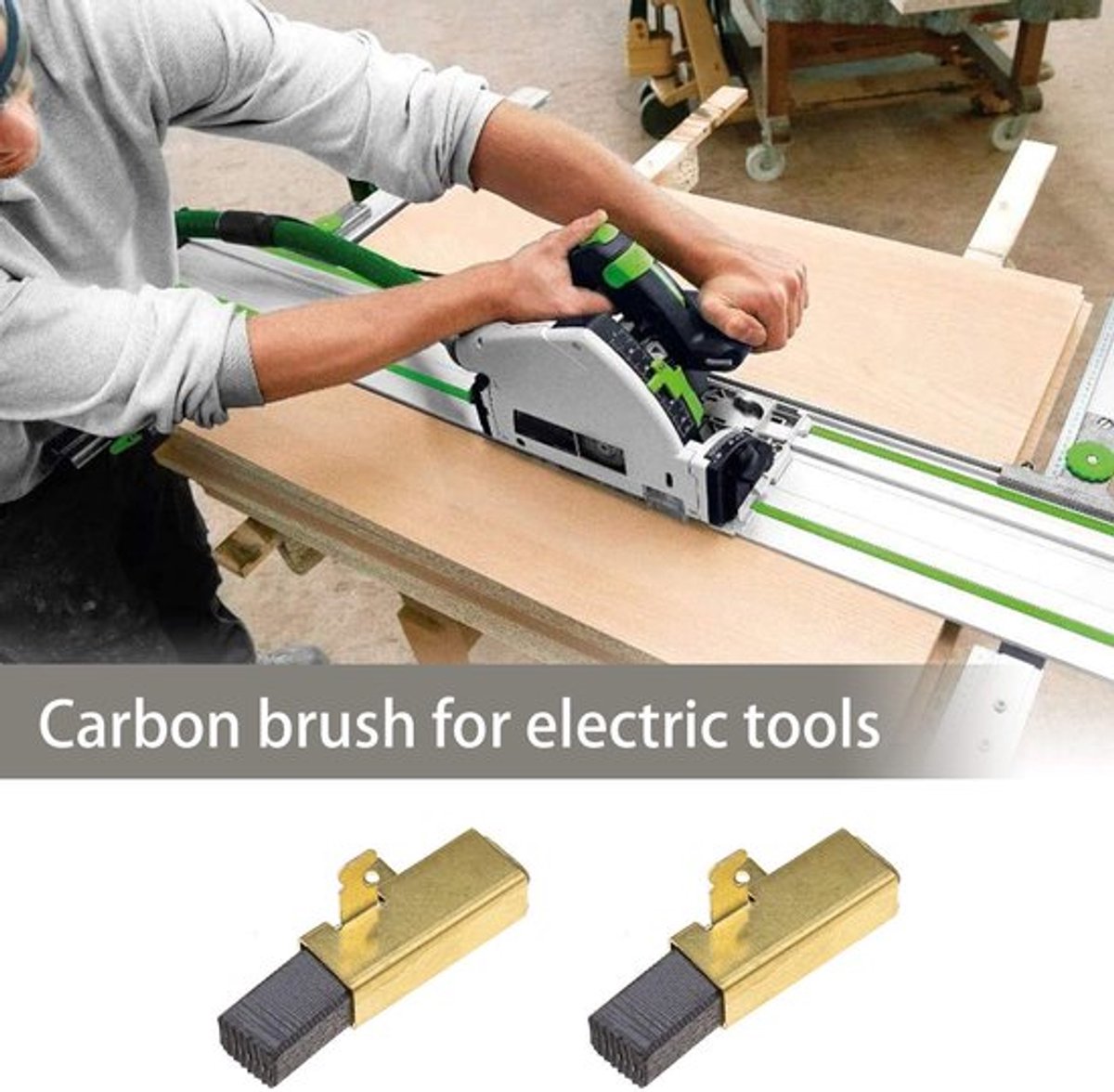 Koolborstel - Compatibel met Elektrisch Gereedschap - 1 Paar - Goud - Vervangt 491704 492014 - Voor Cirkelzaag - 6.3x10x17.5mm