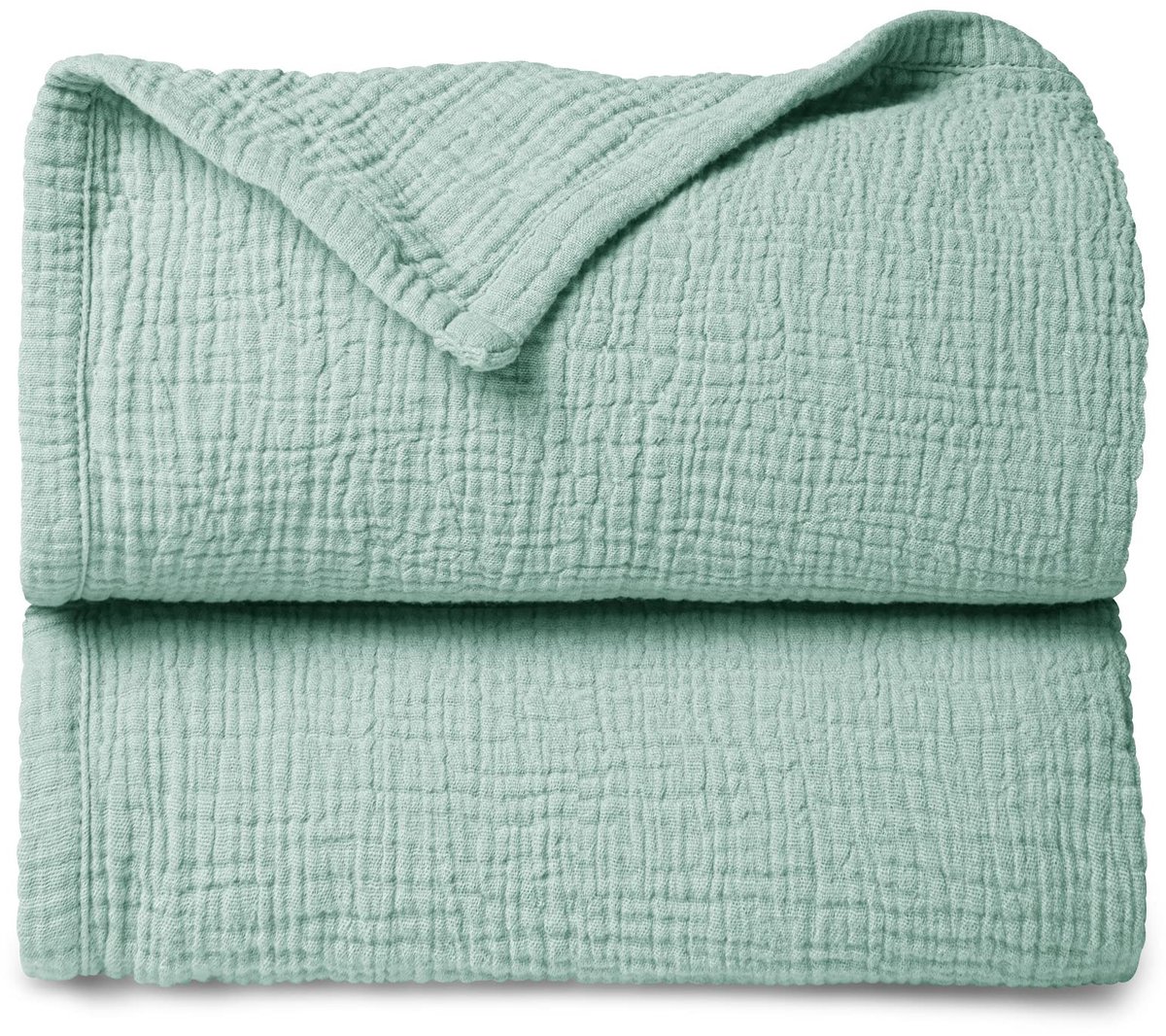 SnelShoppen - Luxe Mousseline Baby Deken 47"x47" - Katoenen Quilt Deken voor Peuters - Omkeerbare Kinderwieg Deken in Salie Groen voor Jongens en Meis
