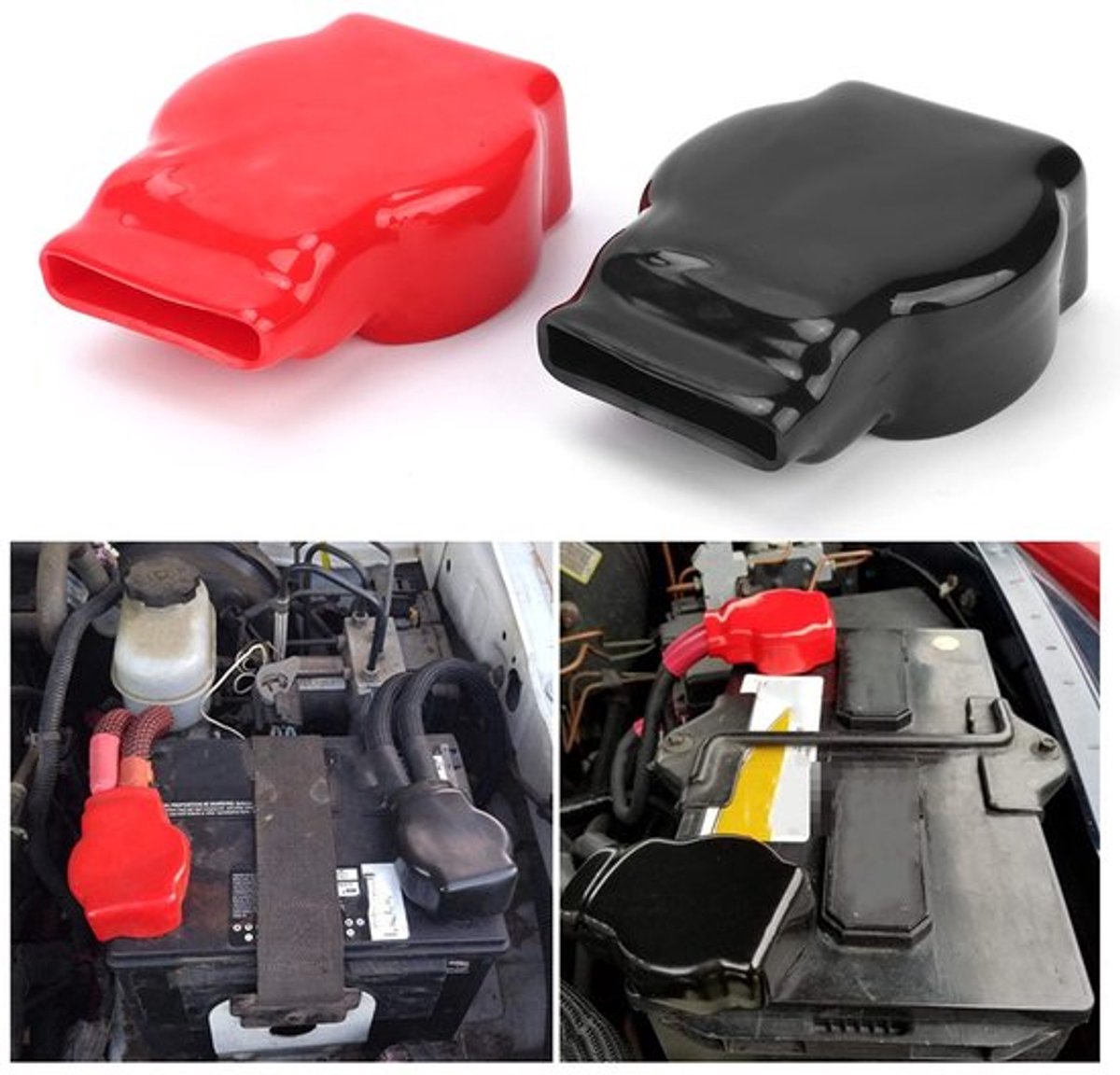 Batterijterminale afdekkingen - Universele positief/negatief toppostkap - Bescherming voor auto, motor en vrachtwagen - Draadconnectorkap - Ideaal...