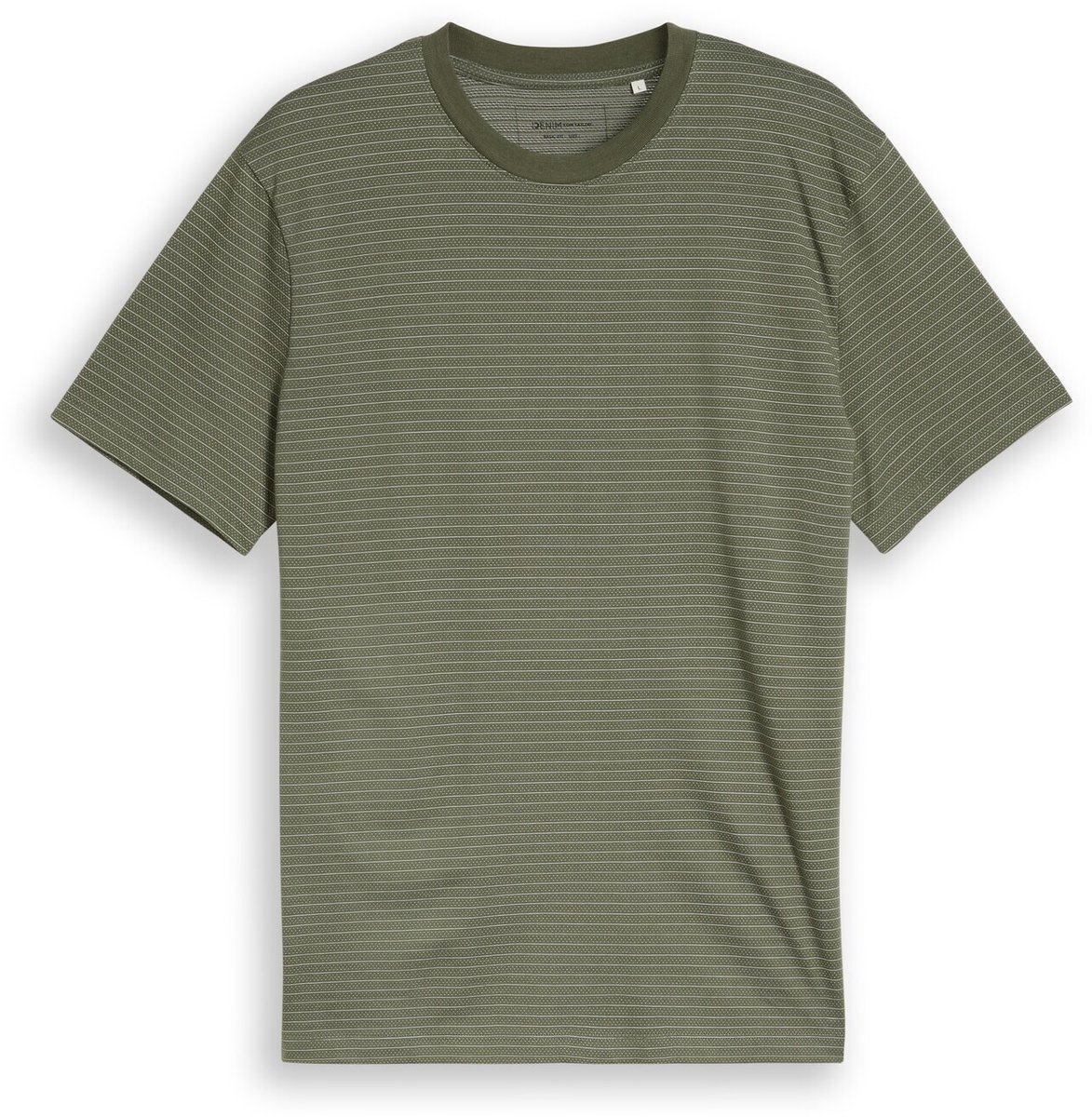 Tom Tailor Denim - T-shirt met streepmotief - Maat S - olive white fine stripe