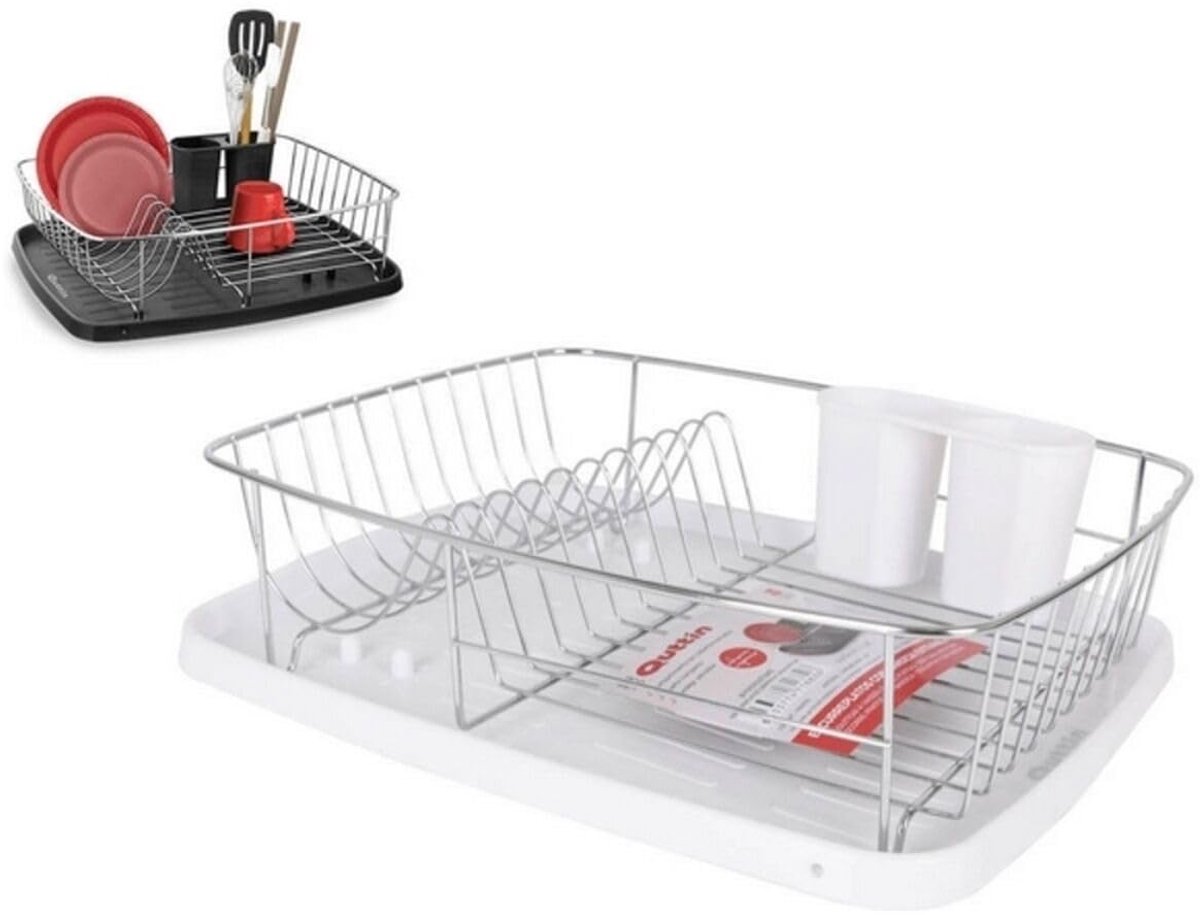 SnelShoppen - Afdruiprek met Plank en Dienblad, Meerkleurig, 42 x 34,5 x 11 cm, Perfect voor Keuken en Camping